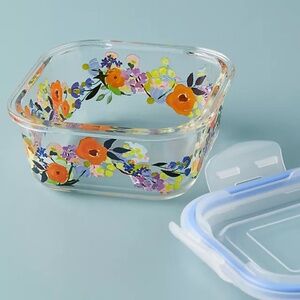 Anthropologie Remi Floral Poppy Glass Storage Container